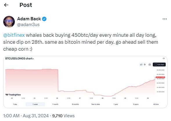 持有100个比特币以上的钱包数量创17个月新高 持有100个比特币以上的钱包数量创17个月新高