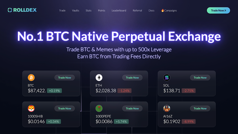 BTC原生Perps交易所RollDex是什么? BTC原生Perps交易所RollDex是什么?
