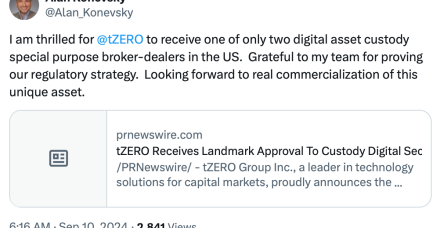tZero成为第二家获得FINRA批准的数字证券经纪交易商